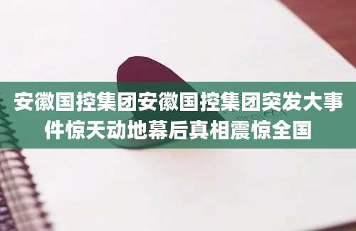 安徽国控集团安徽国控集团突发大事件惊天动地幕后真相震惊全国