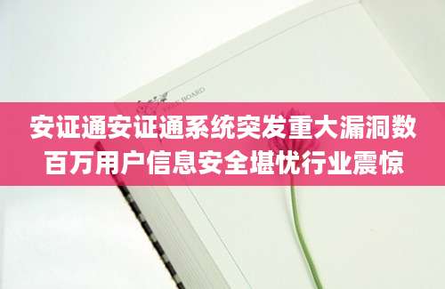 安证通安证通系统突发重大漏洞数百万用户信息安全堪忧行业震惊