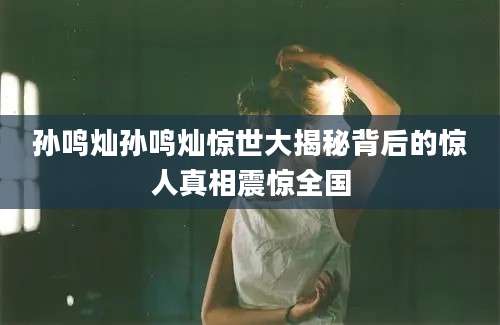孙鸣灿孙鸣灿惊世大揭秘背后的惊人真相震惊全国