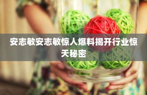 安志敏安志敏惊人爆料揭开行业惊天秘密