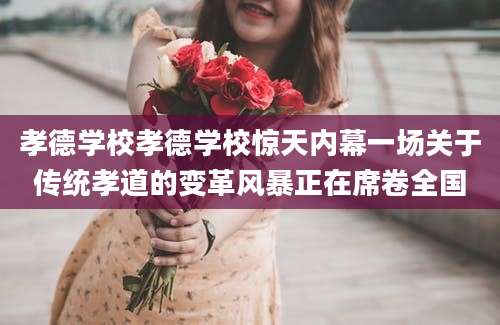 孝德学校孝德学校惊天内幕一场关于传统孝道的变革风暴正在席卷全国