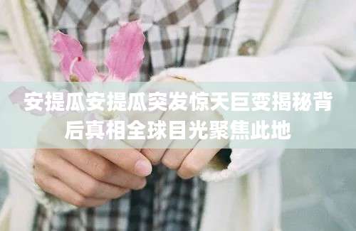安提瓜安提瓜突发惊天巨变揭秘背后真相全球目光聚焦此地