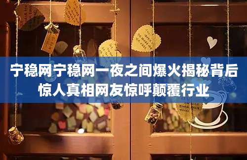 宁稳网宁稳网一夜之间爆火揭秘背后惊人真相网友惊呼颠覆行业