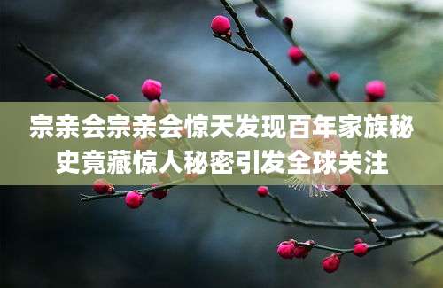 宗亲会宗亲会惊天发现百年家族秘史竟藏惊人秘密引发全球关注