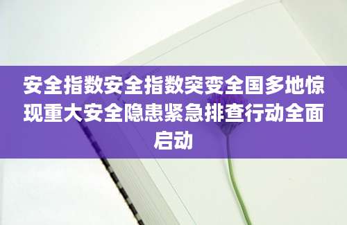 安全指数安全指数突变全国多地惊现重大安全隐患紧急排查行动全面启动