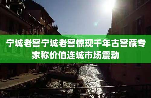 宁城老窖宁城老窖惊现千年古窖藏专家称价值连城市场震动