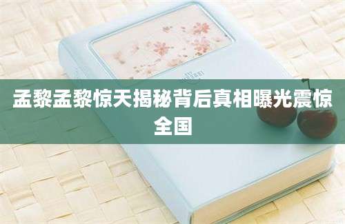 孟黎孟黎惊天揭秘背后真相曝光震惊全国