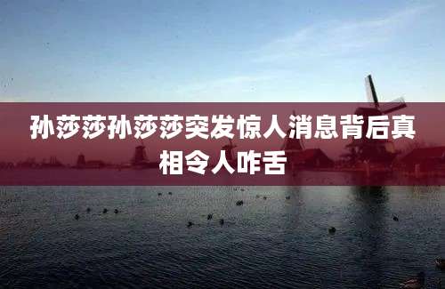 孙莎莎孙莎莎突发惊人消息背后真相令人咋舌