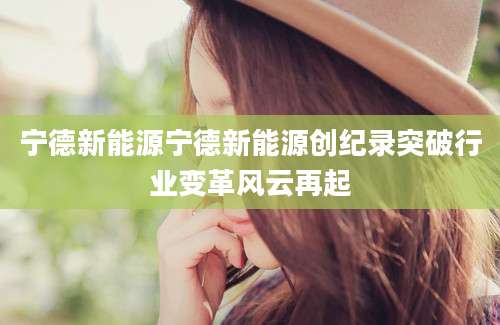 宁德新能源宁德新能源创纪录突破行业变革风云再起