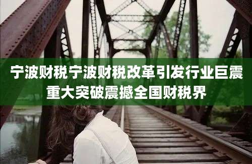 宁波财税宁波财税改革引发行业巨震重大突破震撼全国财税界