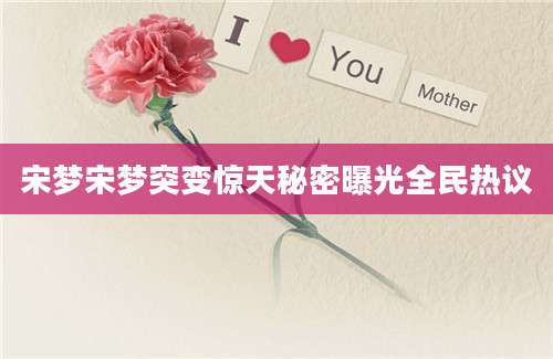 宋梦宋梦突变惊天秘密曝光全民热议