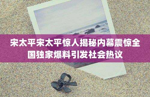 宋太平宋太平惊人揭秘内幕震惊全国独家爆料引发社会热议
