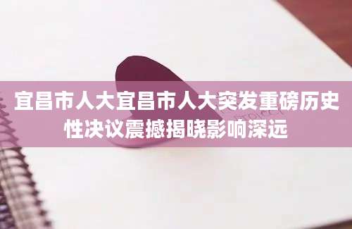 宜昌市人大宜昌市人大突发重磅历史性决议震撼揭晓影响深远