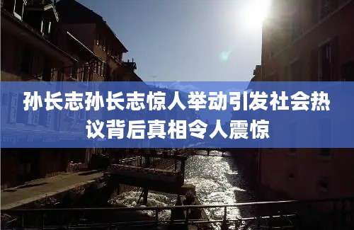 孙长志孙长志惊人举动引发社会热议背后真相令人震惊