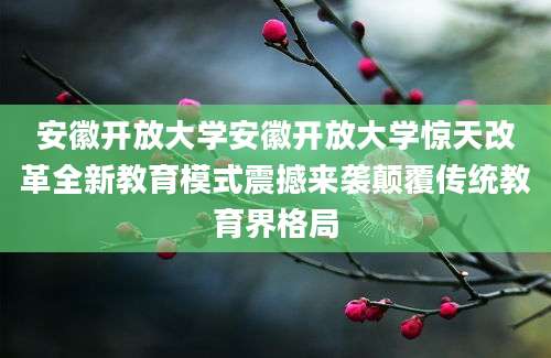 安徽开放大学安徽开放大学惊天改革全新教育模式震撼来袭颠覆传统教育界格局