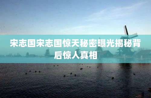 宋志国宋志国惊天秘密曝光揭秘背后惊人真相
