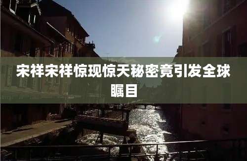 宋祥宋祥惊现惊天秘密竟引发全球瞩目