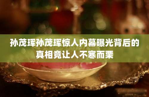 孙茂珲孙茂珲惊人内幕曝光背后的真相竟让人不寒而栗