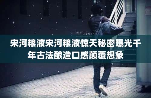宋河粮液宋河粮液惊天秘密曝光千年古法酿造口感颠覆想象