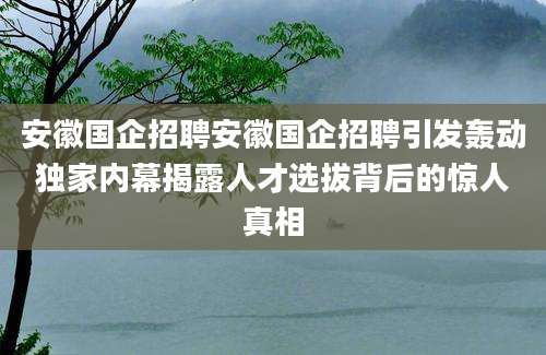 安徽国企招聘安徽国企招聘引发轰动独家内幕揭露人才选拔背后的惊人真相