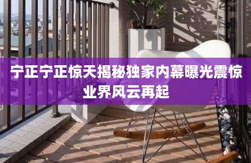 宁正宁正惊天揭秘独家内幕曝光震惊业界风云再起