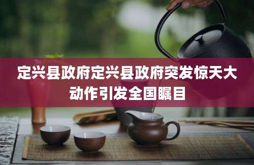 定兴县政府定兴县政府突发惊天大动作引发全国瞩目