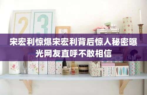 宋宏利惊爆宋宏利背后惊人秘密曝光网友直呼不敢相信