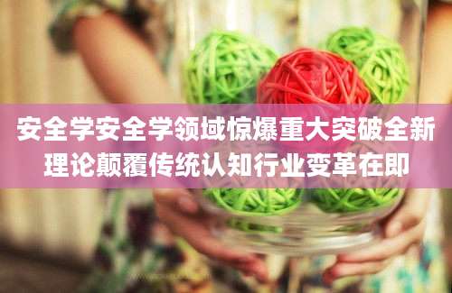 安全学安全学领域惊爆重大突破全新理论颠覆传统认知行业变革在即