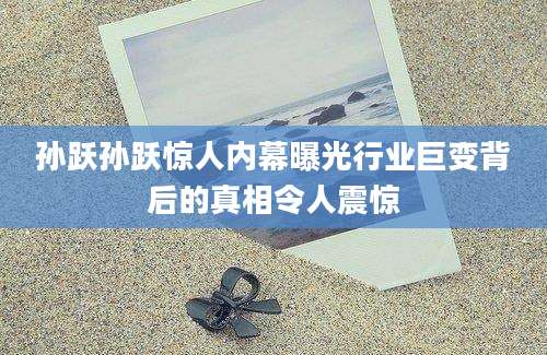 孙跃孙跃惊人内幕曝光行业巨变背后的真相令人震惊