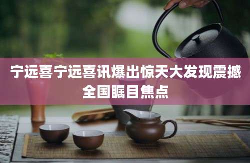 宁远喜宁远喜讯爆出惊天大发现震撼全国瞩目焦点