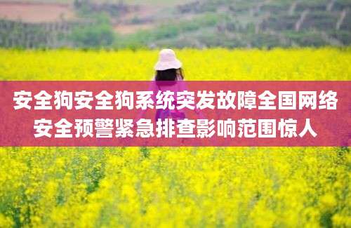 安全狗安全狗系统突发故障全国网络安全预警紧急排查影响范围惊人