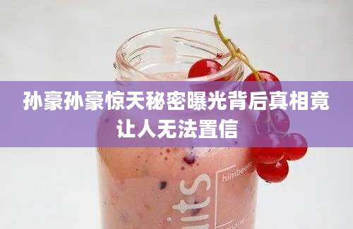 孙豪孙豪惊天秘密曝光背后真相竟让人无法置信