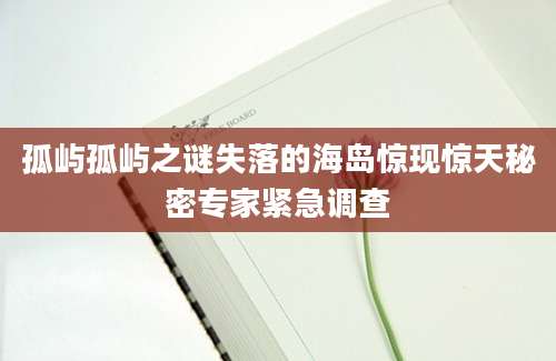 孤屿孤屿之谜失落的海岛惊现惊天秘密专家紧急调查