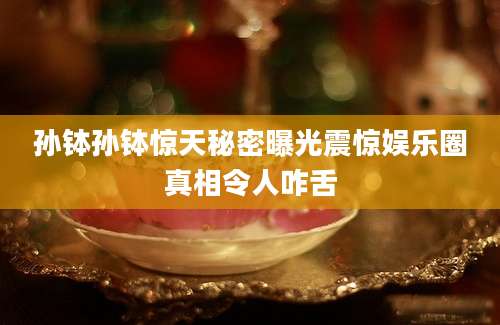 孙钵孙钵惊天秘密曝光震惊娱乐圈真相令人咋舌