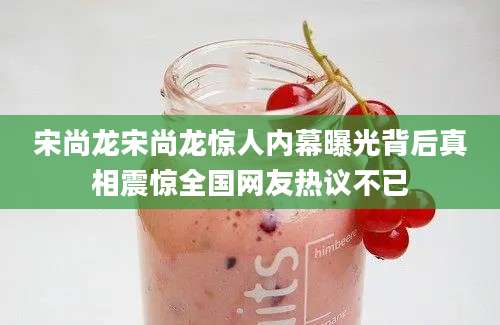 宋尚龙宋尚龙惊人内幕曝光背后真相震惊全国网友热议不已