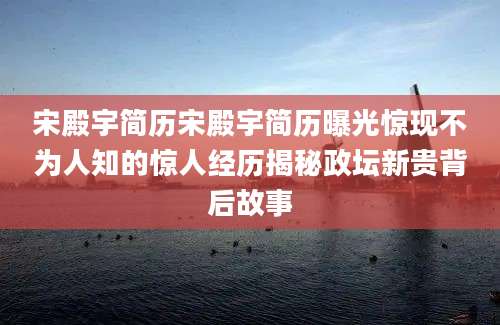 宋殿宇简历宋殿宇简历曝光惊现不为人知的惊人经历揭秘政坛新贵背后故事