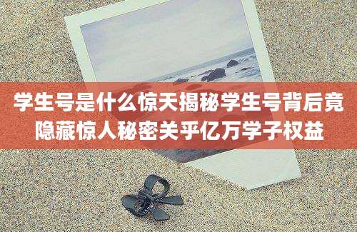 学生号是什么惊天揭秘学生号背后竟隐藏惊人秘密关乎亿万学子权益