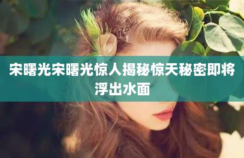 宋曙光宋曙光惊人揭秘惊天秘密即将浮出水面