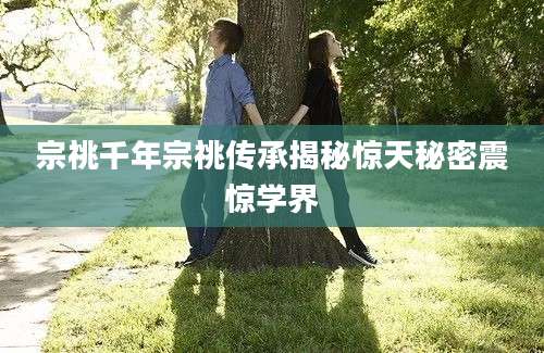 宗祧千年宗祧传承揭秘惊天秘密震惊学界