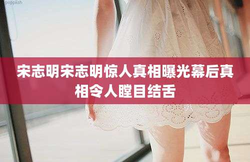 宋志明宋志明惊人真相曝光幕后真相令人瞠目结舌
