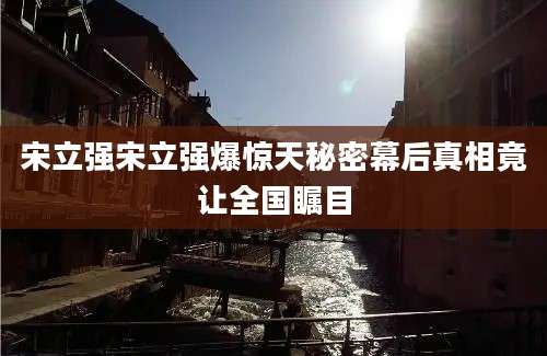 宋立强宋立强爆惊天秘密幕后真相竟让全国瞩目