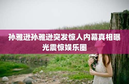 孙雅逊孙雅逊突发惊人内幕真相曝光震惊娱乐圈