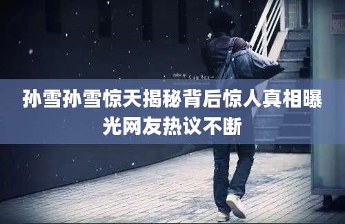 孙雪孙雪惊天揭秘背后惊人真相曝光网友热议不断