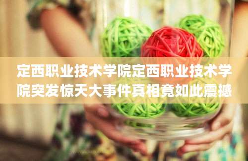定西职业技术学院定西职业技术学院突发惊天大事件真相竟如此震撼