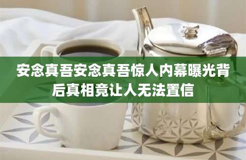 安念真吾安念真吾惊人内幕曝光背后真相竟让人无法置信