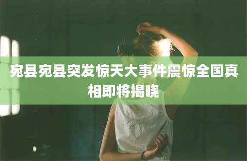 宛县宛县突发惊天大事件震惊全国真相即将揭晓