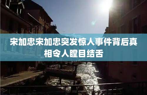 宋加忠宋加忠突发惊人事件背后真相令人瞠目结舌