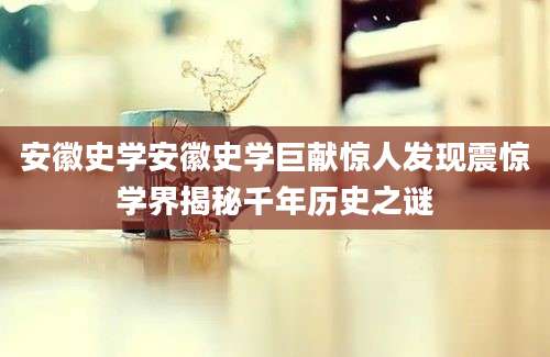 安徽史学安徽史学巨献惊人发现震惊学界揭秘千年历史之谜