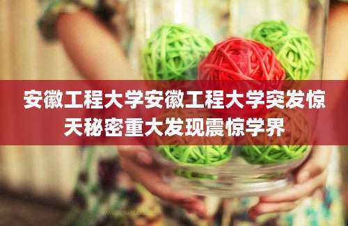 安徽工程大学安徽工程大学突发惊天秘密重大发现震惊学界