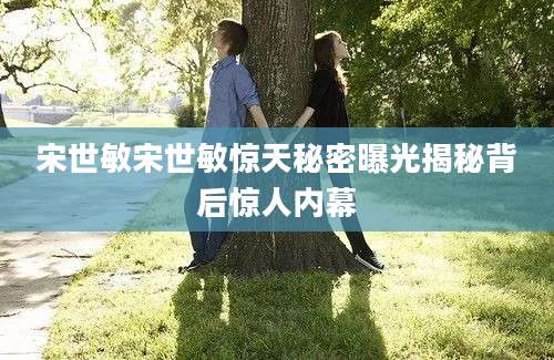 宋世敏宋世敏惊天秘密曝光揭秘背后惊人内幕